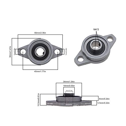 4 cuscinetti a sfera KFL000 da 10 mm con foro