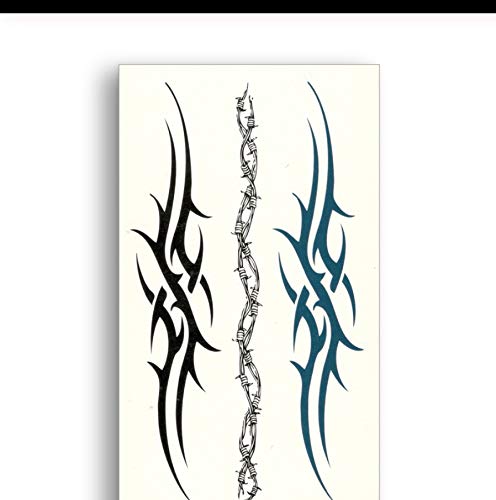 Preisvergleich Produktbild LFVGUIOP Wassertransfer gefälschte Tätowierung Blau Schwarz Tribal Geometric Pattern Wasserdicht Temporäre Aufkleber Männer Body Art Tattoos Aufkleber pcs 3