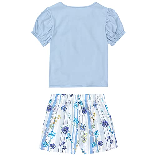 Conjunto blusa e shorts em viscose, Marisol, meninas, Azul , 4