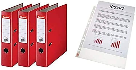 Esselte, A4 Lever Arch File, 550 Sheets Capacity, PP, Plastic Cover, File Folder, Document Organisation, Black, 624294, Pack Of 3