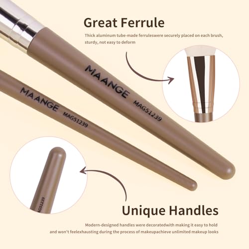 Makeup Brush Set, MAANGE 18 Pcs Premium Synthetic Makeup Brushes Soft Foundation Face Powder Eye Shadow Professional Make up Brushes Kit, Champagne, with Case