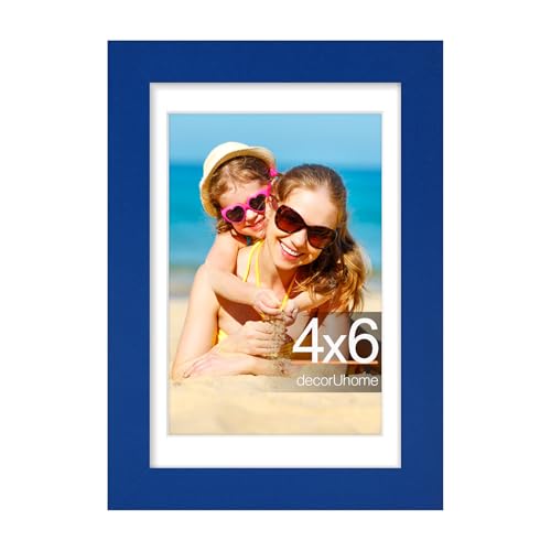 decorUhome 4x6 Picture Frame, Display Pictures 3.5x5 with Mat or 4x6 without Mat, Wall & Tabletop Display Photo Frame, Royal Blue, 1 Pack