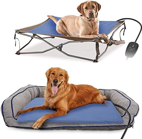 Super Large Dog Heating Pad, Electric Heated Pet Bed with Timer and Temperatures, Waterproof Safety Heated Cat Bed, King Size Heating Pad for Dogs