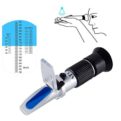 Honey Refractometer with ATC - Tiaoyeer Refractometer for Honey Moisture, Brix and Baume, 58-90% Brix Scale Range Honey Moisture Tester (Honey Refractometer) - Thumbnail 4