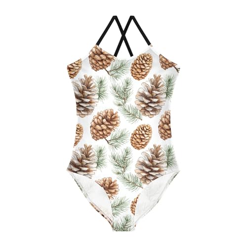 Girl's Swimsuit 1-Piecing Bathing Suits for Teens Swim Suit for Girls Girls' Swimwear Pine Cones Pine Branches