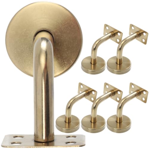 Soportes de pasamanos fáciles de instalar con acabado dorado decorativo de 6 unidades