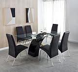 HomVent 63" Glass Dining Table for 6,Glass Dining Room Table with “X”-Shaped Wooden & Stainless Stee