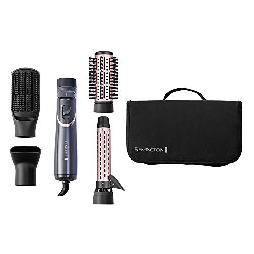 Remington Warmluftbürste rotierend (automatisch) Curl & Straight 3-in-1 Ionen Styler: Volumen, Locken & glatte Styles, 4 Aufsätze (Volumenstyler, Lockenstab, Stylingkonzentrator, Paddlebürste) AS8606
