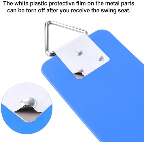 Image of Heavy Duty Flexible EVA Plastic Swing Seat with Metal Triangle Ring for Kids & Adults - Blue | 300KG Weight Limit