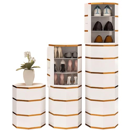 Zapatero giratorio para pequeñas zonas de entrada, soporte de zapatos de varios niveles con puerta de adsorción, torre de metal para zapatos (Ø35 cm/H45 cm)