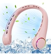 Neck Fan - 360° Cooling Portable Fan with LED Light, Super Quiet Wearable Personal Fan, Summer Es...