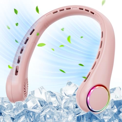 Ultralent Ventilateur de cou - 4000 mAh - USB - Silencieux - 3 vitesses - Lumière LED - Portable - Pour l'extérieur, l'intérieur, le camping, les voyages,...