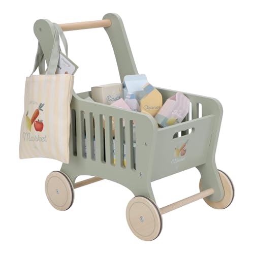 Little Dutch Carro de la compra de madera 2509 con accesorios   Mint