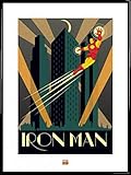 Material: Plástico 1art1 Iron Man Póster Impresión Artística con Marco (Plástico) - Marvel Comics, Art Deco (80 x 60cm)