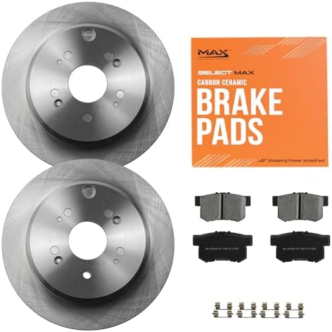 MAX Advanced Brakes - Rear Brake Kit For 2005-2016 Honda CR-V, 2010-2018 Acura RDX| Carbon Ceramic Brake and Rotor Kit| OE Replacement Brake Rotors