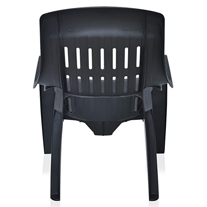 Image of SkyGlamour Weekender Comfort Relax Plastic Armrest Chair | Sinlge Plastic Chair for Living Room | Balcony | Home | Living Room | Plastic Arm Chair | Color: Iron Black; Single Chair