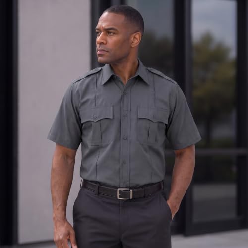 Image of First Class 100% Polyester Short & Long Sleeve Zippered Uniform Shirt 4 Pocket Hidden, Law Enforcement BDU Zipper Closure.