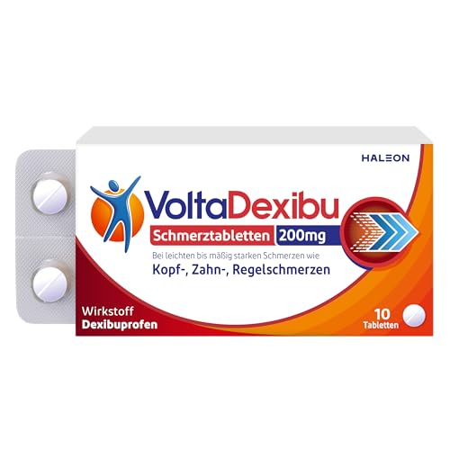 VoltaDexibu Schmerztabletten Dexibuprofen 200 mg Schnelle & Effektive Schmerzlinderung bei Kopfschmerzen Zahnschmerzen Regelschmerzen 10 Filmtabletten