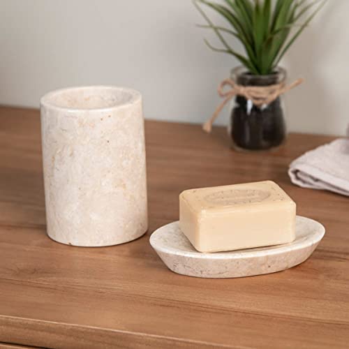 Wanda collection Ensemble gobelet Porte Savon en marbre crème Cover