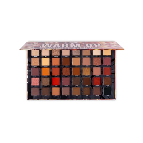 W7 Warm Up Pressed Pigment Palette - 40 High Impact Warm Tone Colors - Flawless Long Lasting Glam Makeup
