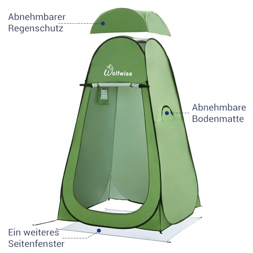 WolfWise PRO Pop Up Duschzelt Camping Silberbeschichtet mit Boden, Überzelt – Ansicht 3