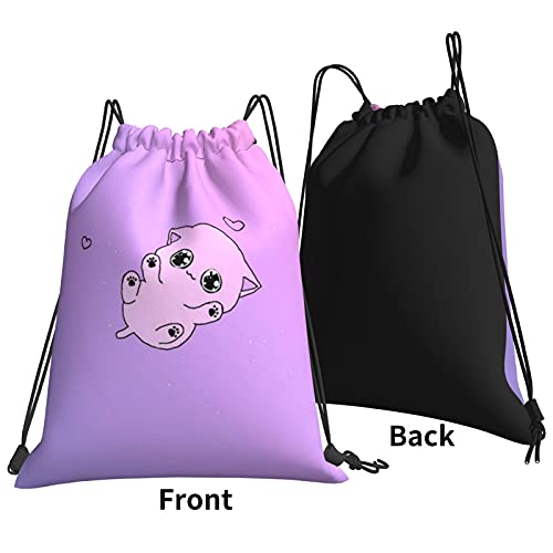 Leuke kat cartoon trekkoord rugzak tas sport gym wandelen yoga zwemmen reizen strand tas tas voor vrouwen mannen - Image 4
