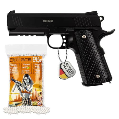 Softair Pistole Set Galaxy G25 Warrior 6mm Federdruck ab 14 Jahren unter 0,5 Joule Vollmetall Nachbildung 1911 mit Magazin und 500 OpTacs BBS für Einsteiger Airsoft Softair Pistole Set Galaxy G25 Warrior 6mm Federdruck ab 14 Jahren unter 0,5 Joule Vollmetall Nachbildung 1911 mit Magazin und 500 OpTacs BBS für Einsteiger Airsoft