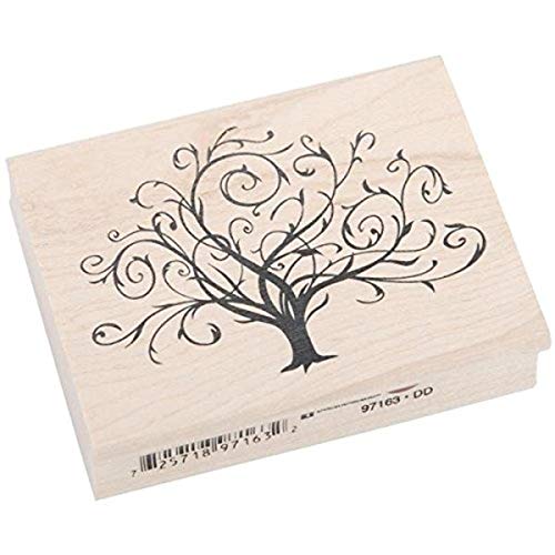 Inkadinkado Flourished Fall Tree Wood Stamp for Arts and Crafts,