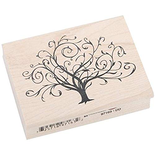 Inkadinkado Flourished Fall Tree Wood Stamp for Arts and Crafts, 2.25