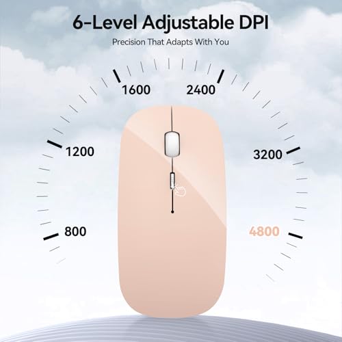 Image of TECKNET Wireless Mouse, 4800 DPI Rechargeable Bluetooth Mouse for Laptop | Bluetooth 5.2 /3.0 & 2.4G, Ultra-Thin, 6-Level Adjustable 4800 DPI Computer Mouse for Mac OS, iPad, Windows, Android