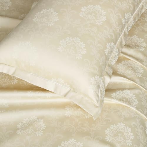 Image of Story@Home Supersoft Long Staple Premium Cotton Sateen Weave Compact Yarn King Size Floral Printed Flat Double Bedsheet wih 2 Pillow Cover I 500 TC, 108x108 Inch - Ash Grey