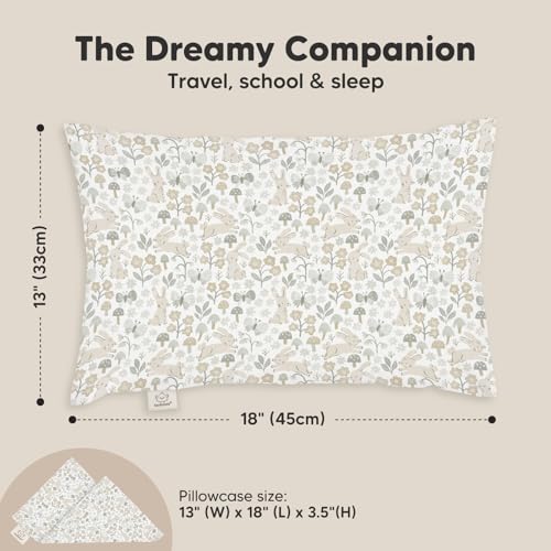 Image of Toddler Pillow with Pillowcase, 13x18 My Little Dreamy Pillow (Prairie) | Kids Travel Bed Pillow for Sleep, Organic Cotton Small Pillowcase, Soft, Breathable, Machine Washable, Toddlers 2-5 years old