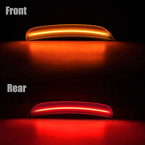 RANSOTO LED Side Marker Light Compatible with Dodge Charger 2015 2016 2017 2018 2019 2020 2021 2022 2023 Front Amber Rear Lamp Lights Smoked