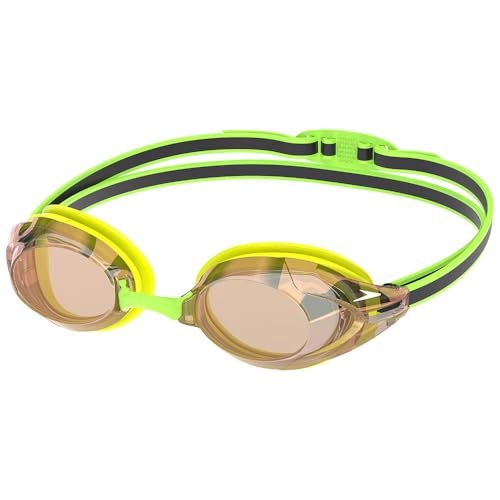 Speedo Vanquisher 3.0 Mirrored Occhialini Per Unisex Adulto, Hyper Yellow/Grey/Ablaze Mirror, One Size