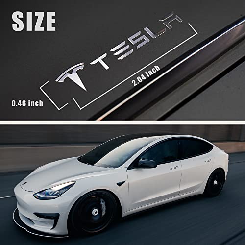 Yijio 3D Stickers Decal For Tesla Model 3 Accessories, Custom Stickers Nickel Alloy Car Emblem For Tesla Model Y Accessories, For Tesla Logo Stickers, 2.05×0.5 Inches, Pack Of 10 #TOP4