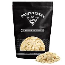 Presto Sales Raw Blanched Sliced Almonds NEW FRESH 2024 crop year goods, 16 oz. | All Natural, No Preservatives, High protein, Keto, Vegan| Packaged in resealable 1 lb pouch bag