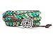 Celtic Knot Bracelet Leather Wrap with Mixed Synthetic Turquoise and Magnesite Beads (Silver Plated Button)