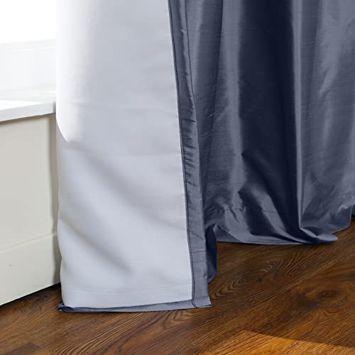 Twopages Indigo Pinch Pleat Light Filtering Curtain Drape For Living Room, 100% Dupioni Silk Window Curtain For Bedroom, 1 Panel, 26W X 90L Inch #TOP4