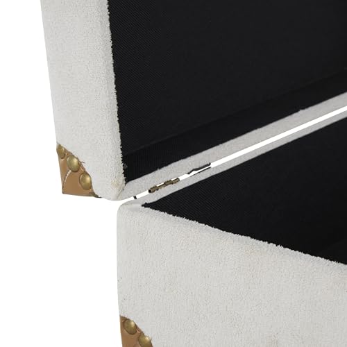 Image of Deco 79 Wooden Decorative Trunk Vintage Storage Decorative Large Boxes with Brown Leather Accents and Bronze Latches, Set of 2 Storage Trunks 20 inch, 16 inch H, Light Gray