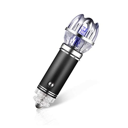 VADIV Purificador de Aire Ionizador para Coche 12V, Desodorante Purificador Ionizador Portátil Elimina el Humo, Olor de Mascotas, Polvo- Negro(sin Perfume)