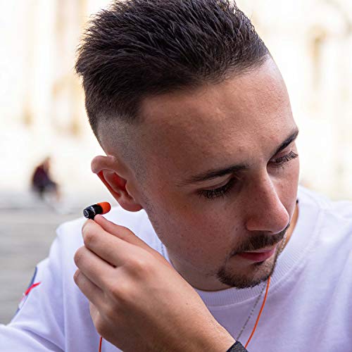 Image of LUDOS Clamor Wired Earbuds in-Ear Headphones, 5 Years Warranty, Earphones with Microphone, Noise Isolating Ear Buds, Memory Foam for iPhone, Samsung, School Students, Kids, Women, Small Ears - Orange