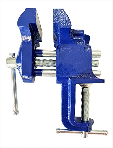 Clamp-on Vise By Rolin Wood Working Clamp 3" Light Duty Small Home Vise Table Vise Blue