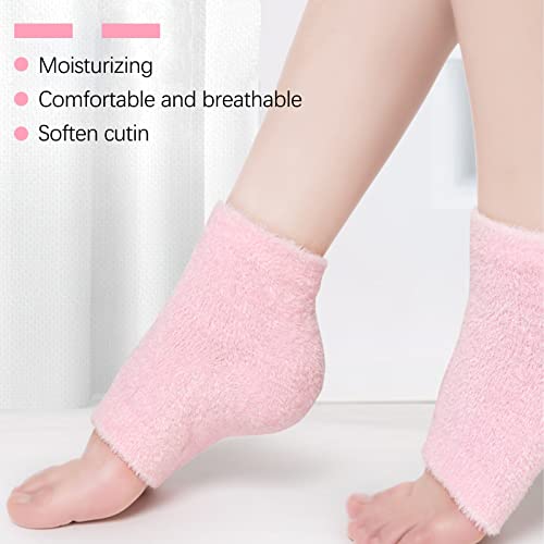Moisturizing Heel Socks 2 Pairs Moisturizing Silicone Gel Heel, Socks For Dry Hard Cracked Skin Open Toe Comfy Recovery Socks Day Night Care (Blue/Pink) #TOP2