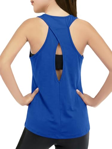 Image of Haloumoning Girls Athletic Tank Tops Racerback Sleeveless Dry Fit Active Sports Running Yoga Shirts