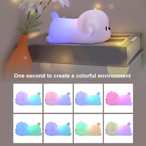 Lámpara de noche LED cachorro recargable con silicona miniatura 3