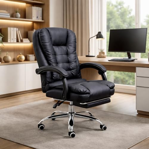 Cadeira de Escritório Presidente Premium em Couro Sintético com A...