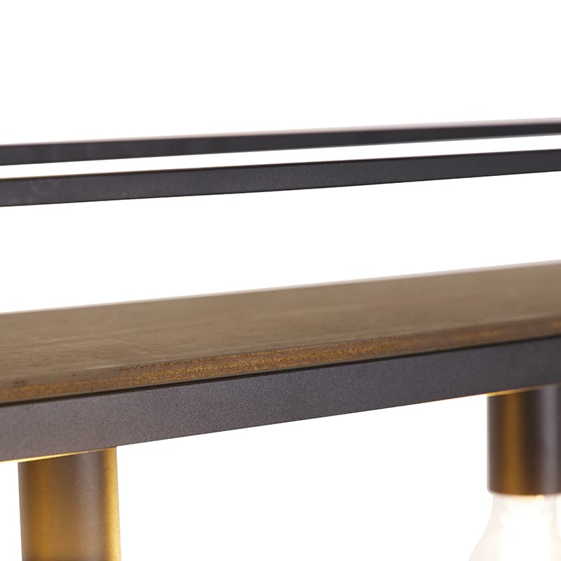 Qazqa Cage Rack - Suspension Multiples - 4 Lumière - L 100 Cm - Marron - Rustique - éclairage Intérieur - Salon