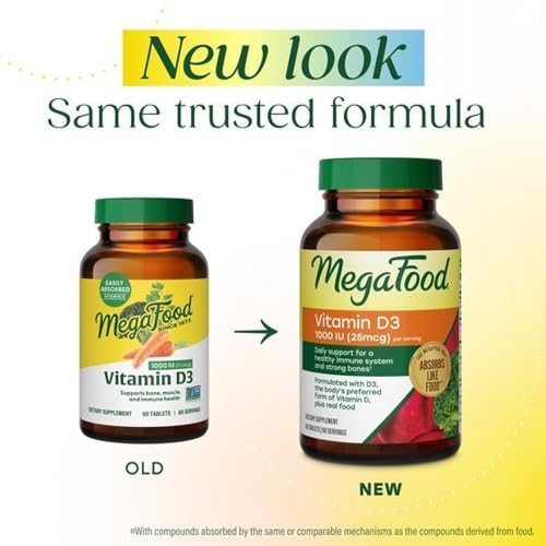 MegaFood Vitamin D3 1000 IU (25 mcg), Bone & Immune Health, 60 Tablets - image 2
