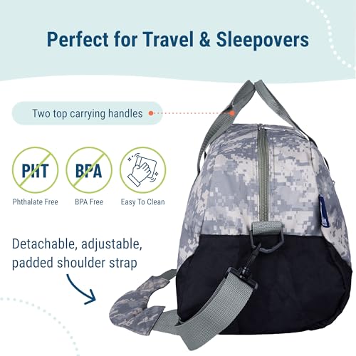 Image of Wildkin Kids Overnighter Duffel Bag - Carry-On Size, Ideal for School & Sleepovers - Digital Camo