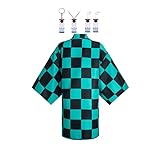 TopOneer Anime Kamado Tanjiro Cosplay Costume Kimono Cloak Robe Cardigan Outfit Haori Halloween for Women Men Adult (Medium, Black-Green)